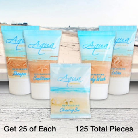 Aqua Organics – Lotes de Artículos de Tocador para Alquileres Vacacionales – Amenidades Ecológicas