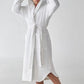 Luxurious Designer Unisex Velour Terry Bathrobe with Hood and Shirt Tail Hem for Hotels, Vacation Rentals and BNBs | GuestOutfitters.com