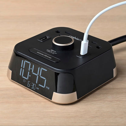 CubieTime  Alarm Clock with Power Outlets and USB Ports for charging devices