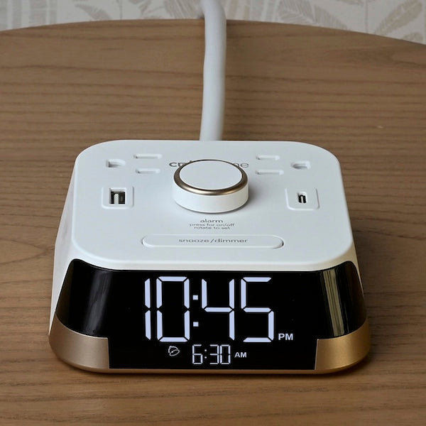 Hotel Alarm Clock with 2 Power Outlets, a USB-A and a USB-C Port | GuestOutfitters.com