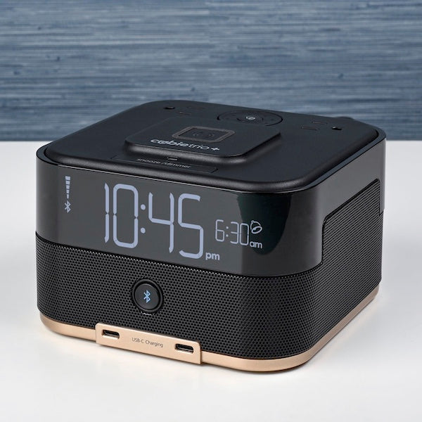 Bluetooth Speakers, Wireless Qi Charging Power Cube alarm clock for nightstand  | GuestOutfitters.com