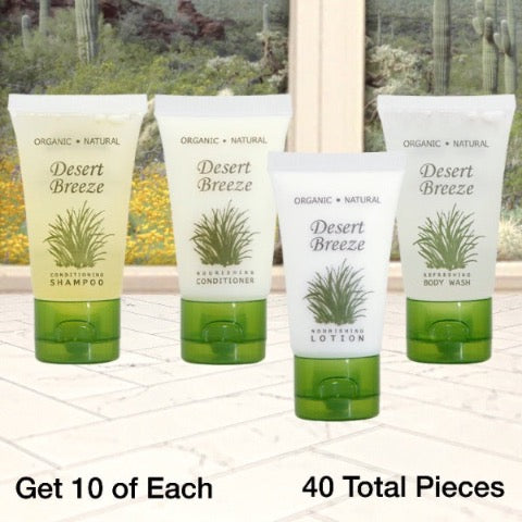 Desert Breeze 40 Piece Hotel Bath Toiletry Bundles for Vacation Rentals | GuestOutfitters.com
