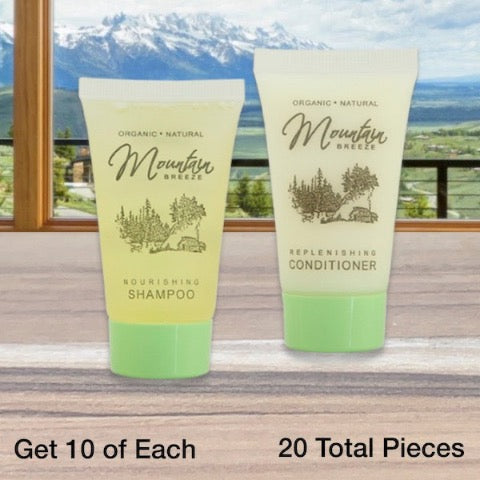 Mountain Breeze 20 Piece Hotel-Size Bath Toiletry Bundles for Vacation Rentals | GuestOutfitters.com