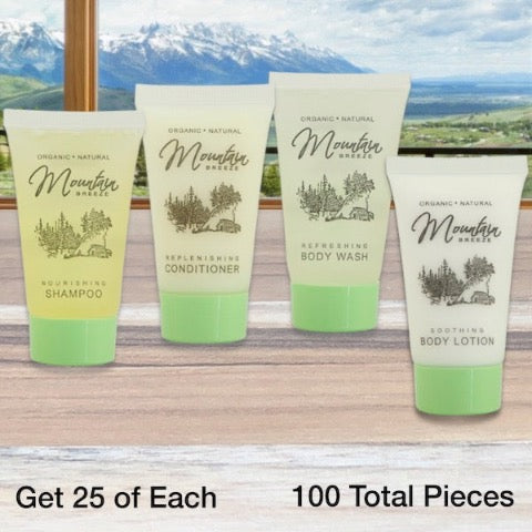 Mountain Breeze 100 Piece Hotel Bath Toiletry Bundles for Vacation Rentals | GuestOutfitters.com