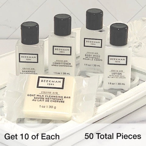 Beekman 1802 50 Piece Hotel Bath Toiletry Bundle Sets for Vacation Rentals | GuestOutfitters.com