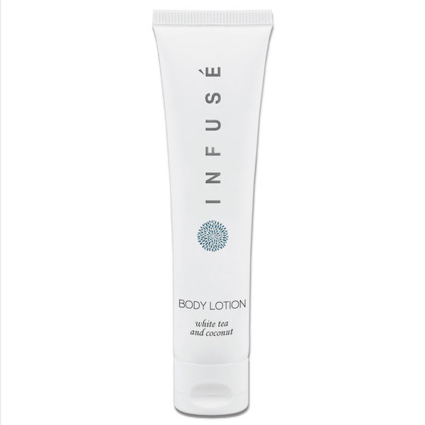Infusé White Tea Body Lotion Hotel Size Luxury Airbnb VRBO Vacation Rental Bath Toiletry Supplies | GuestOutfitters.com