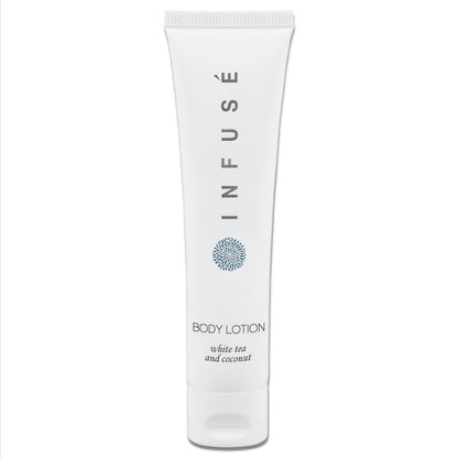 Infusé White Tea Body Lotion Hotel Size Luxury Airbnb VRBO Vacation Rental Bath Toiletry Supplies | GuestOutfitters.com